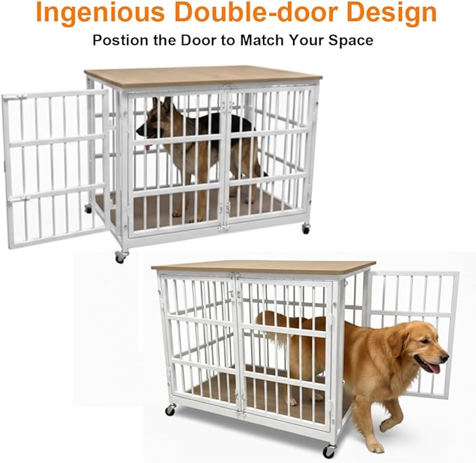 Boldbone 42 inch Dog Crate Furniture, Heavy Duty Dog Kennel Indoor for Large Dogs, Escape-Proof and Chew-Proof Wooden Dog Cage for high Anxiety Dog, Decorate House as TV Stand, End Table