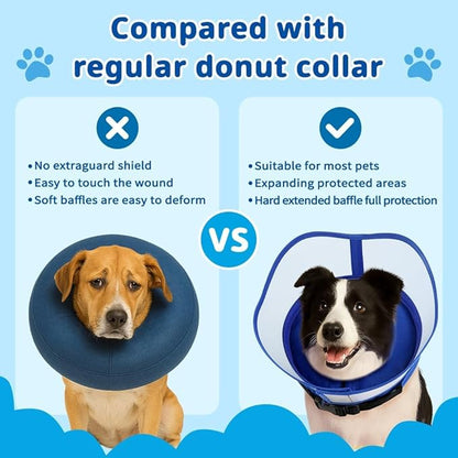 Soft Dog Cone Collar with Anti-Lick Shield, Inflatable Cones Alternative After Surgery for Large/Medium/Small Dogs to Stop Licking, Elizabethan Neck Ecollars of Shame, Comfy Pillow Recovery Blue