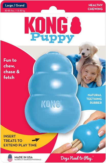KONG - Puppy Toy - Natural Teething Rubber - Fun to Chew, Chase and Fetch ( Colors May Vary)