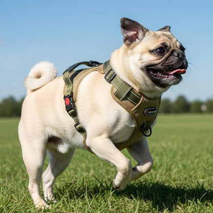 Tactical Dog Harness No Pull Adjustable Pet Vest Collars with Reflective Straps and Handle, Puppy Harnesses with Dual Metal Clips for Leash, Durable Chest Collar for Small and Medium Dogs