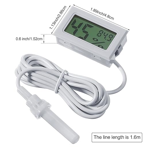 Weewooday Mini Digital Temperature Humidity Meters Gauge with Probe Gauge LCD Fahrenheit Display Thermometer Hygrometer for Incubator Reptile Plant Greenhouse Chicken Coop Garden(White, 3 Pieces)