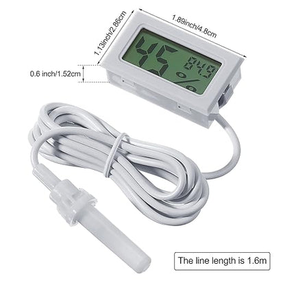Weewooday Mini Digital Temperature Humidity Meters Gauge with Probe Gauge LCD Fahrenheit Display Thermometer Hygrometer for Incubator Reptile Plant Greenhouse Chicken Coop Garden(White, 3 Pieces)