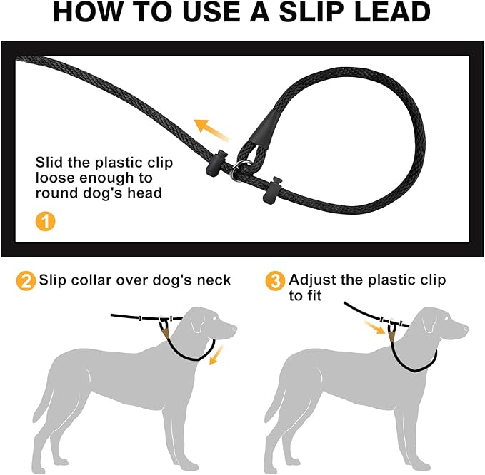 Lynxking Dog Leash Slip Lead Reflective Breathable Rope Comfortable Strong No Pull Slip On Pet Training Lead for Dogs (Pack of 2)