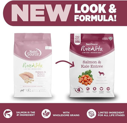 NutriSource Pure Vita Salmon & Kale Dog Food, 12LB