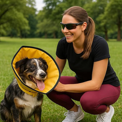 Soft Cone for Large Dogs – XL Comfortable Adjustable Recovery Collar – Protective E-Collar for Surgery, Neutering & Wounds – Yellow