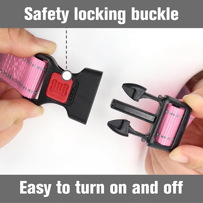 Joytale Martingale Collar for Dogs, Reflective Heavy Duty for Safety, Quick Release Buckle, Adjustable Nylon Collars for Small Dogs Walking Training, Pink, S