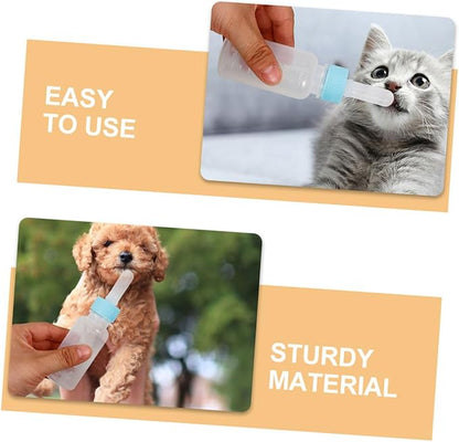 POPETPOP 2pcs Newborn Kitten and Puppy Feeding Bottles Small Animal Milk Bottles Replacement Nipples for Nursing Construction for Safe Pet Feeding