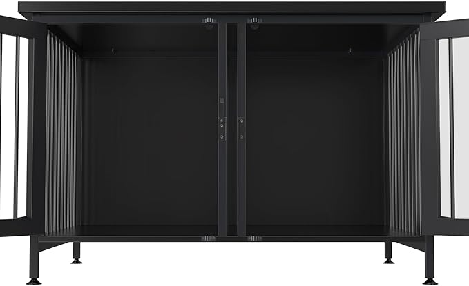 GDLF Double Dog Crate with Divider for 2 Small or 1 Dog, Furniture Style Kennel Indoor Cage with Removable Panel (Int.dims:36.2”Wx24.5”Dx21”H), Black