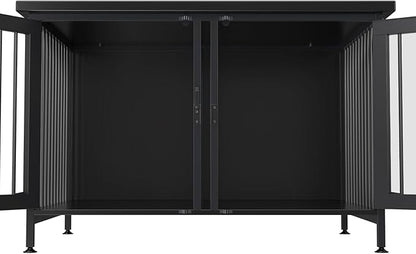 GDLF Double Dog Crate with Divider for 2 Small or 1 Dog, Furniture Style Kennel Indoor Cage with Removable Panel (Int.dims:36.2”Wx24.5”Dx21”H), Black
