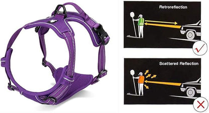 JUXZH Truelove No Pull Dog Harness with Easy Control Handle and 2 Leash Attachments ,Reflective Adjustable Pet Vest