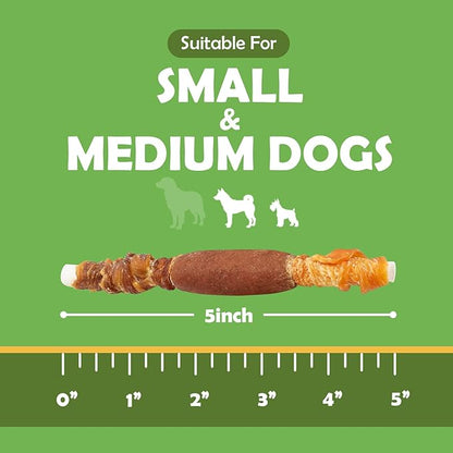 MON2SUN Dog Treats, Triple Flavor 5 Inch Chicken Liver Duck and Chicken Wrapped Rawhide Snacks for Small and Medium Dogs, 21.16 Oz (30 Count-Pack of 1)