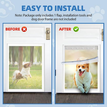 Dog Door Replacement Flap, Flexible Pet Door Replacement Flap Compatible with Super Large Dog Door, Weather Resistant Doggie Door Replacement Flap Fits Pets Up to 120 Lbs, Size 24" x 15"