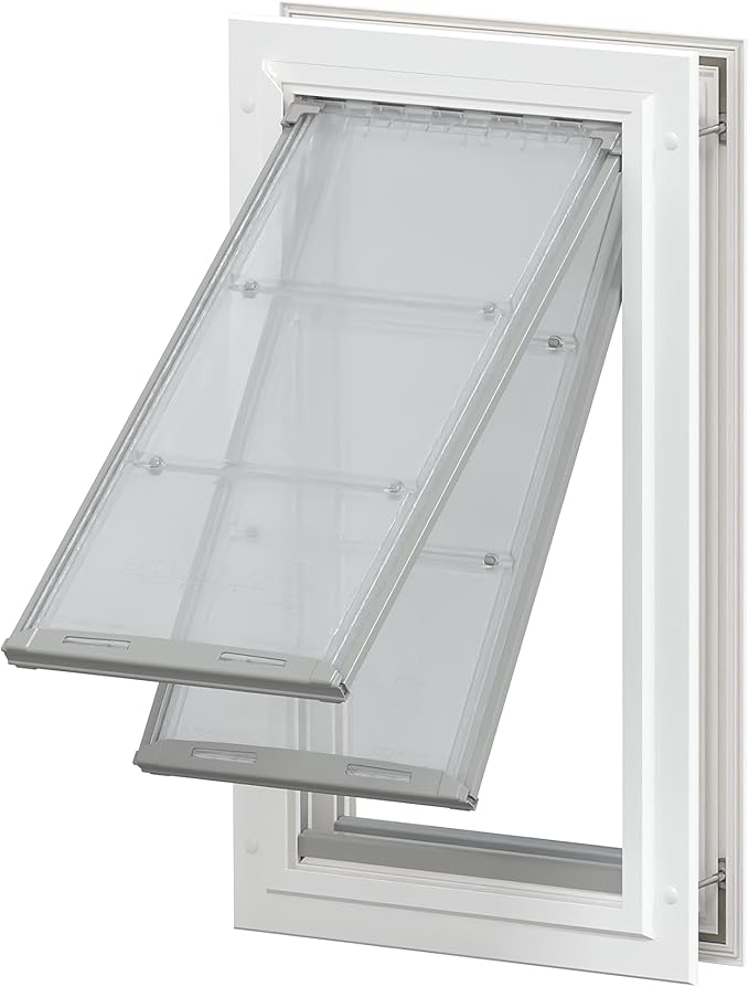 Endura Flap Giant Dog Door for Doors | Designed for Big & Tall Dog Breeds | Insulated Flap for Energy Efficiency | Weather-Resistant & Secure Aluminum Frame | White, Extra Large, Double Flap