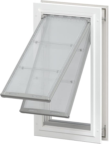 Endura Flap Giant Dog Door for Doors | Designed for Big & Tall Dog Breeds | Insulated Flap for Energy Efficiency | Weather-Resistant & Secure Aluminum Frame | White, Extra Large, Double Flap