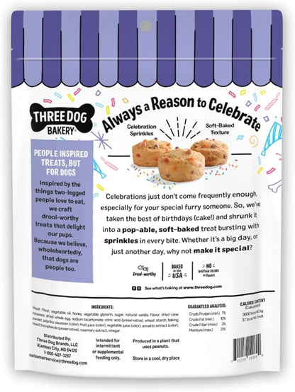 Three Dog Bakery Ultimate Celebration Cake Bites,Soft-Baked Dog Treats and Cookies with Real Ingredients,12 oz,(Pack of 2)