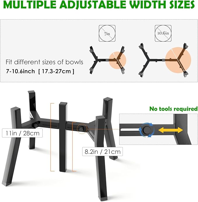 Elevated Dog Bowl Stand for Large Dogs, Adjustable Width 7-10.6", Raised Dog Food Water Holder, 2-in-1 Design, Bowl Not Included