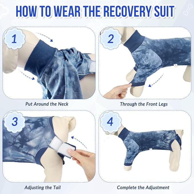 Lukovee Recovery Suit for Dogs - Soft Onesie Dog Surgery Suit for Female Male Dogs, Breathable Surgical Recovery Suit Prevent Licking Spay Recovery Suit Dog E-Collar & Cone Alternative(XS,Blue)