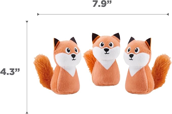 Outward Hound Squeakin' Fox Hide A Puzzle Plush Replacement Dog Toys - 3 Pack