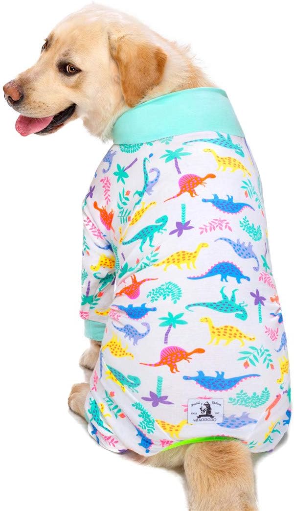 White Dinosaur Surgery Recovery Suit female male for Dogs After Surgery Medium Large Dogs Onesie,Lightweight Dog recovery suit for Shedding Prevent Licking Surgical Wound,Dog Pajamas Pjs ,Full Belly