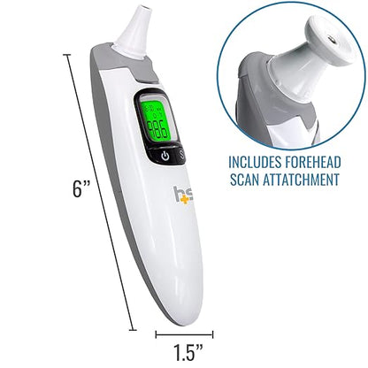 HealthSmart Talking Infrared Ear & Forehead Thermometer, No Probe Covers Needed, Visual Fever Alarm, Audio Readings in English & Spanish, Instant Scan