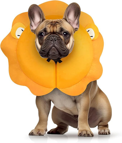 MIDOG Inflatable Dog Cone Collar, Lion Mane Soft Dog Cone Alternative After Surgery with 40% Extra Protection Area Anti-Lick, Adjustable Donut Recovery Collar for Large Medium Small Dogs (Lion, M+)