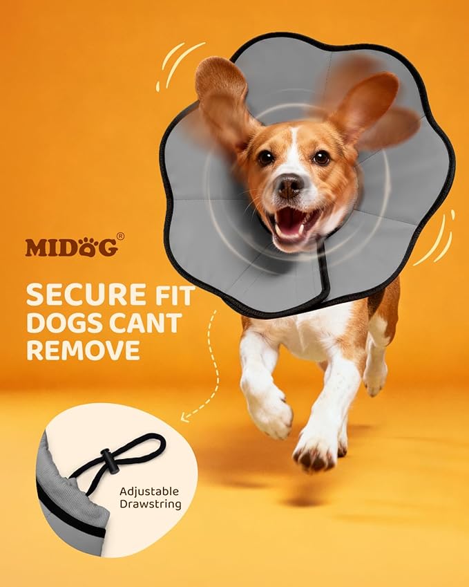MIDOG Dog Cone Collar After Surgery, Soft Dog Cone Alternative to Stop Licking,Adjustable Elizabethan Recovery Cones for Small to Large Sized Dogs