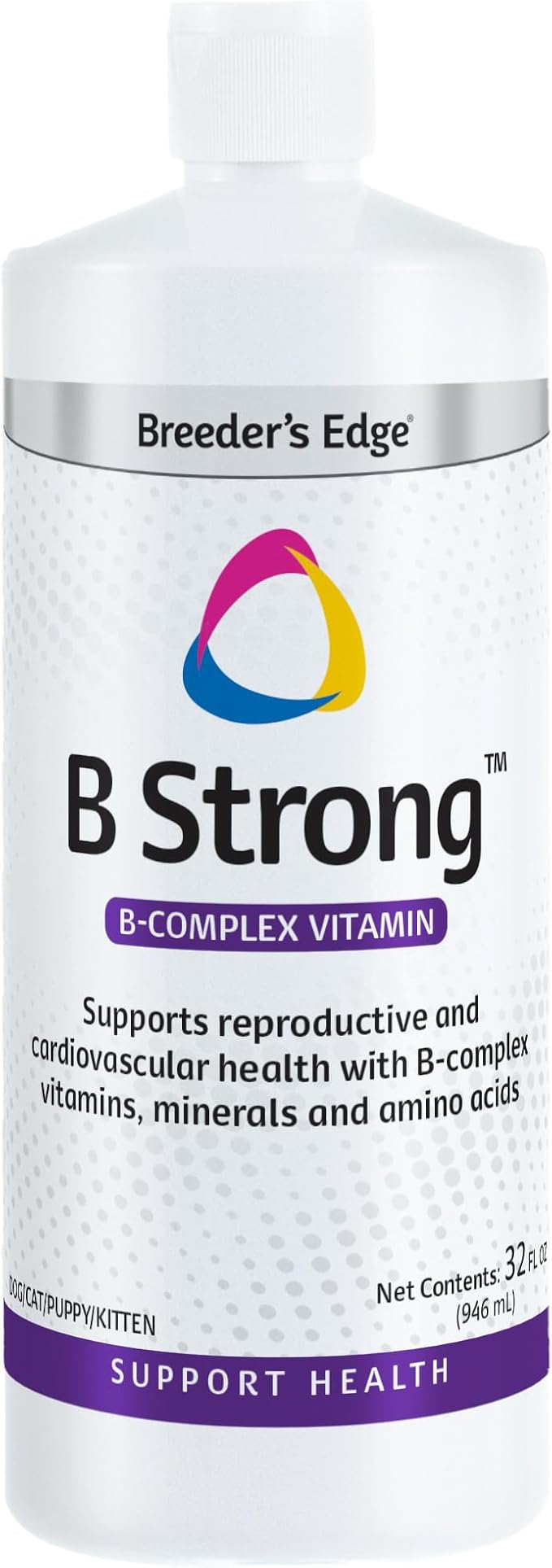 Breeder's Edge B Strong Liquid, Vitamin B for Dogs and Cats, Supports Canine and Feline Reproductive Health, Promotes Healthy Heat Cycles, Provides Energy, and Stimulates Appetite, 32 oz