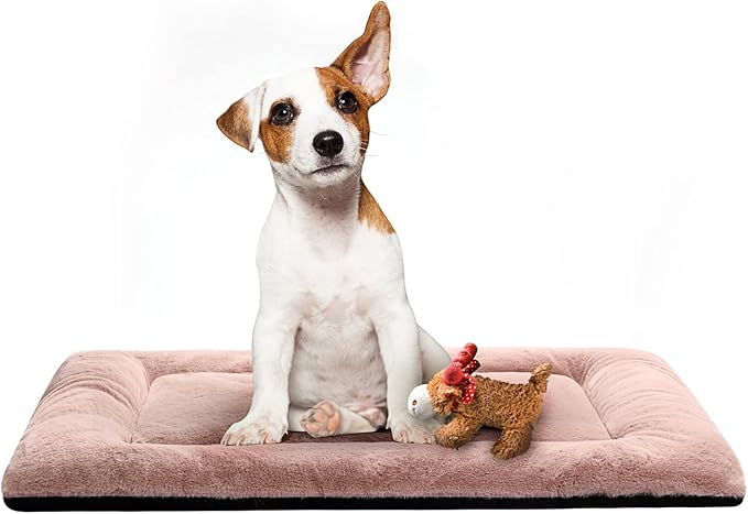 Dog Beds Crate Pad for Medium Dogs Fit Dog Crates,Washable & Anti-Slip Kennel Pad for Dogs Cozy Sleeping Mat,Pink 30inch