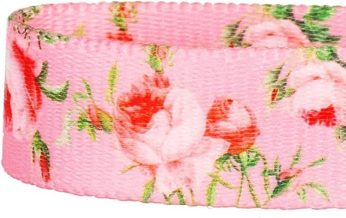 Blueberry Pet Spring Scent Inspired Rose Print Martingale Safety Training Dog Collar, Baby Pink, Large, Heavy Duty Adjustable Collars for Dogs