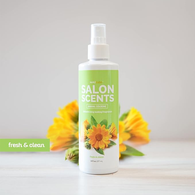 Bark2Basics Salon Scents Pet Grooming Cologne Spray - 8 oz, Natural Professional Groomer Perfume for Dogs and Cats, Deodorizing, Long Lasting, Made in The USA (Fresh and Clean)
