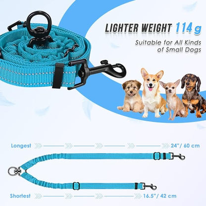 AUTOWT Double Dog Leash, No Tangle 360°Swivel Rotation Reflective Lead Attachment Adjustable Length Dual Two Dogs Lead Splitter, Comfortable Shock Absorbing Walking Training for 2 Dogs