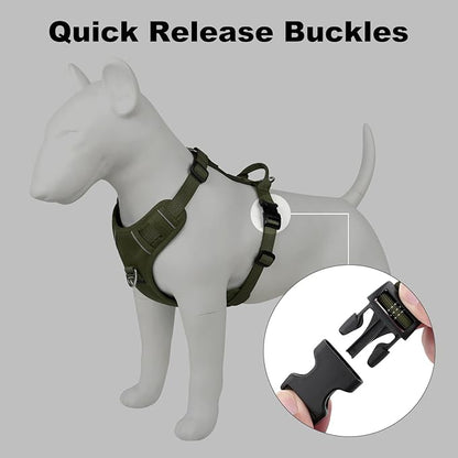 Plutus Pet No Pull Dog Harness, Reflective Adjustable Dog Vest Harness with Handle, Escape Proof, Soft Padded for Small Medium Large Dogs (Ranger Green, L)