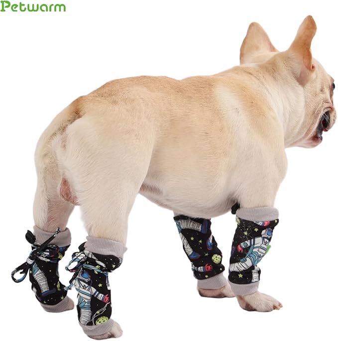 PetWarm Dog Recovery Sleeve 4pcs Set, Dog Leg Sleeve, Ideal for Comfort and Support During Pet Recovery, Suitable for Active or Support Recoverying Pet Use, Grey, S