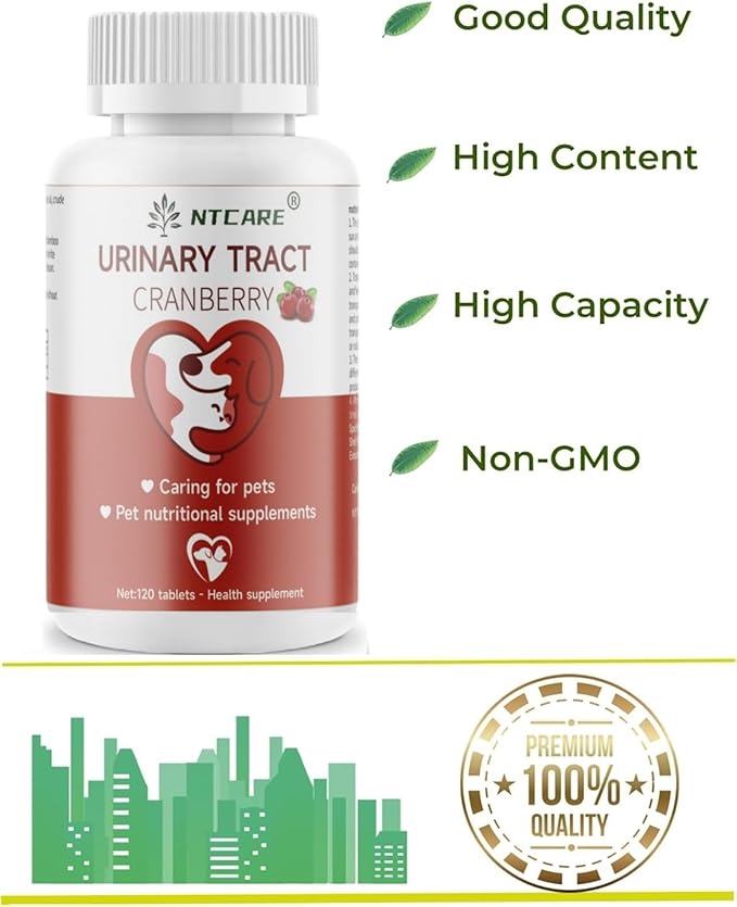 Cranberry for Dogs - Urinary Tract Support, Bladder Health, Dog UTI, Bladder Stones, Incontinence Support, Cranberry for Dogs and Cats, 120 Tablets
