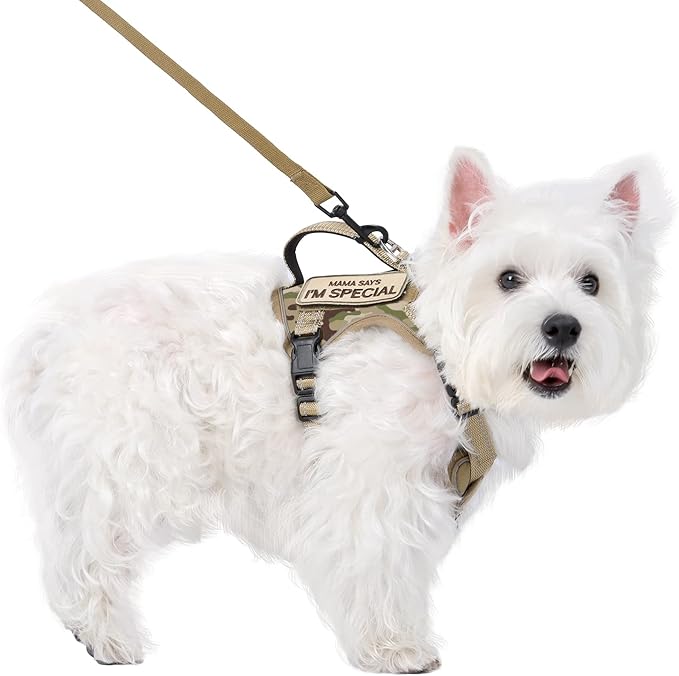 Tactical Dog Harness for Small Dog - Reflective Puppy Pet Vest No Pull Military Service Dog Vest with Vertical Handle XS Dog Harness for Outdoor Training