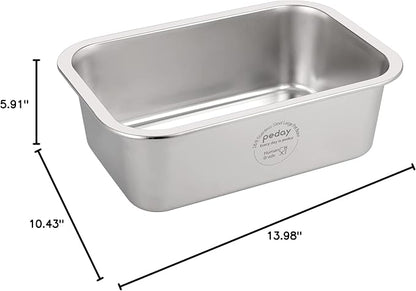 PEDAY 2.64 Gallon Extra Large Dog Water Bowl, Human Grade Stainless Steel, for Extra Large Sized Dogs - Silver Classic