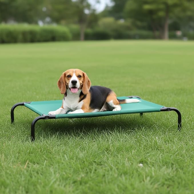 Amazon Basics Cooling Breathable Elevated Dog Bed with Metal Frame for Medium Dogs, 43" x 26" x 7.5", Green
