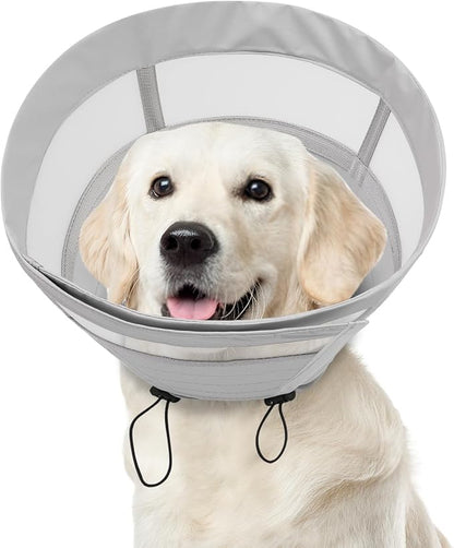 ASENKU Dog Cone Collar, Soft Adjustable Cone for Dogs to Stop Licking, Lightweight Recovery Dog Cone After Surgery, Pet E-Collar for Small, Medium & Large Dogs(Grey, M)