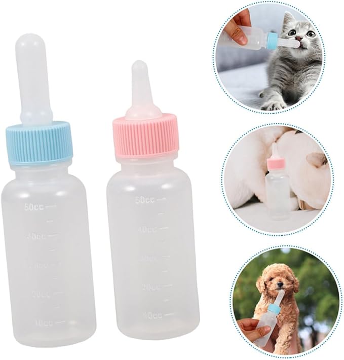 2pcs Pet Nursing Bottles Feeding Kit for Puppies and Kittens Small Animal Milk Feeder Bottles Easy Handling Design for Calves and Small Pets