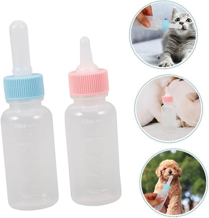 2pcs Pet Nursing Bottles Feeding Kit for Puppies and Kittens Small Animal Milk Feeder Bottles Easy Handling Design for Calves and Small Pets