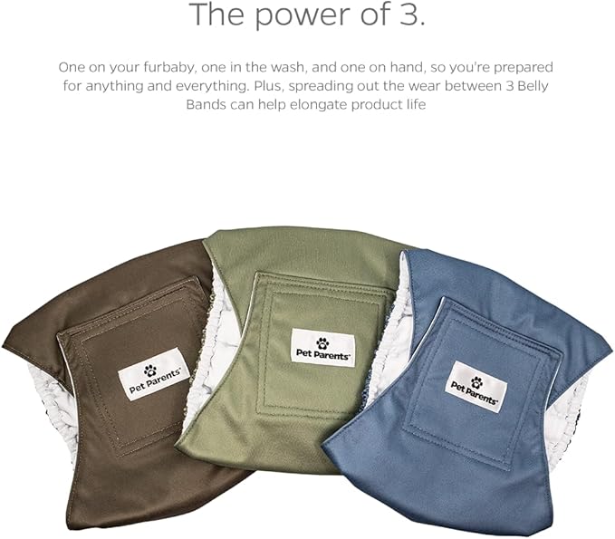 Pet Parents® Washable Belly Bands for Male Dogs (3pack) + Extendrs® of Durable Dog Diapers Male, Premium Male Dog Diapers & Dog Wraps (Medium, Koda)