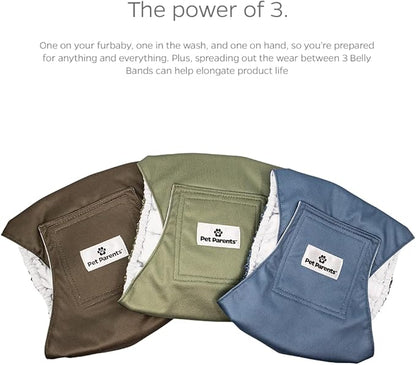 Pet Parents® Washable Belly Bands for Male Dogs (3pack) + Extendrs® of Durable Dog Diapers Male, Premium Male Dog Diapers & Dog Wraps (Medium, Koda)