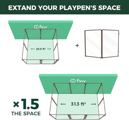 FXW AuraSpace Pro Acrylic Indoor Dog Playpen, Heavy-Duty with Metal Frame, 40" Height 2 Panels for Medium and Large Dogs, Walnut│Patented