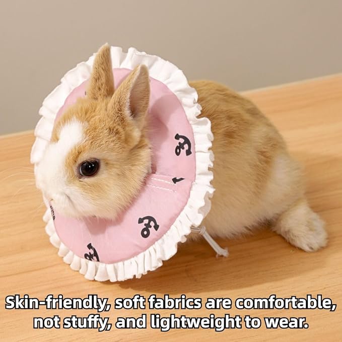 Adjustable Guinea Pig Cone Pet Recovery Collar, Soft Pet Recovery Collar for Rabbits/Chinchilla/Kittens After Surgery Wound Healing,Elizabeth Neck E-Collar (S)