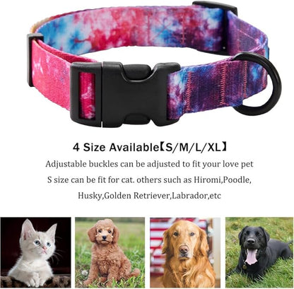 Tie Dye Dog Collar Pet Funny Dog Leash Set for Small Medium Large Dogs Tie Dye Collars (S(9.8'' - 12''))