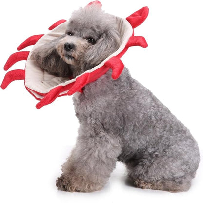 Pet Recovery Collar,Dog Protective E-Collar Soft Dog Cone Breathable Secure Lovely Collar for Puppy Small Medium Dogs (L-Neck: 38-41cm, Crab)