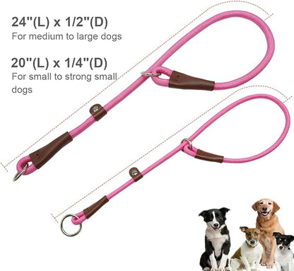 MayPaw Slip Collar Nylon Rope Adjustable Collar for Dog Training- No Pull Round Martingale Dog Collars for Small Medium Large Dogs
