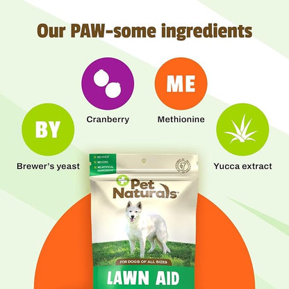 Pet Naturals Lawn Aid Soft Chews for Dogs, Urine Neutralizer, Prevent Lawn Burn and Maintain Green Grass, Bladder and Urinary Tract Support, Chicken Flavor, 60 Count