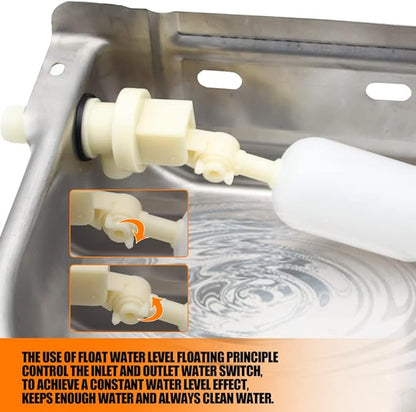 Automatic Animal Drinking Water Bowl with Float Valve,304 Stainless Steel Livestock Dispenser Waterer with Drainage Hole,Includes Water Bowl,3/4''Water Hose,2 Float Valves and Mounting Bolts