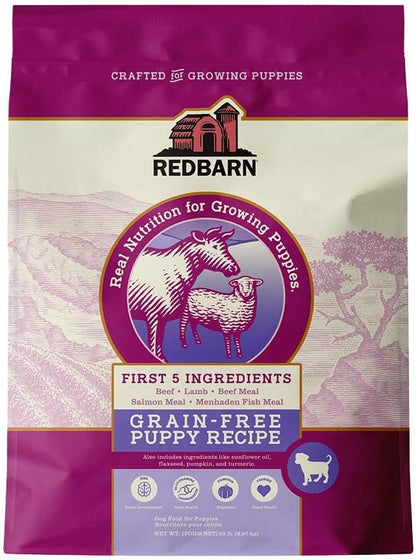 Redbarn Grain-Free Puppy Dry Dog Food Kibble - Beef & Lamb Recipe - Made in USA No Chicken Recipe with Functional Ingredients to Support Healthy Heart, Skin, Coat, Immunity & Digestion - 22lb